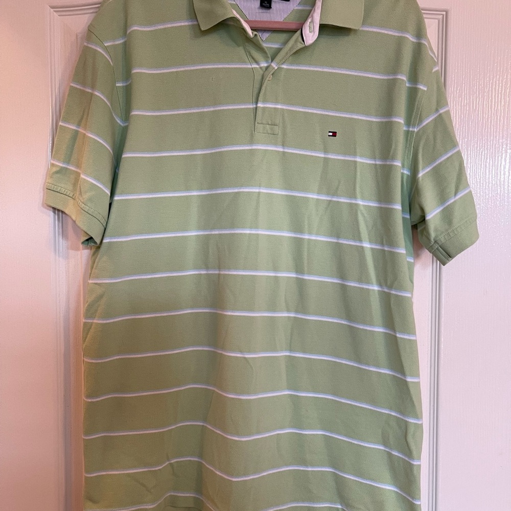 Tommy Hilfiger Men’s Lime Green Striped Classic Pique Polo Shirt XL - Picture 4 of 10